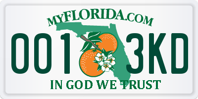 FL license plate 0013KD