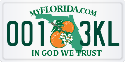 FL license plate 0013KL