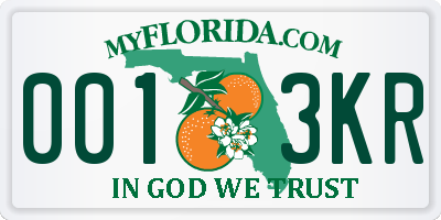 FL license plate 0013KR