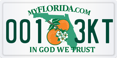 FL license plate 0013KT