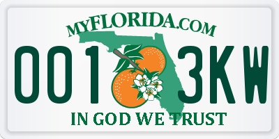 FL license plate 0013KW