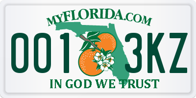 FL license plate 0013KZ