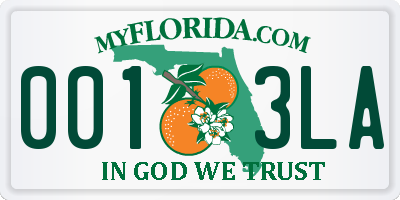 FL license plate 0013LA