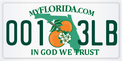 FL license plate 0013LB