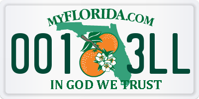 FL license plate 0013LL