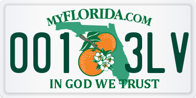 FL license plate 0013LV