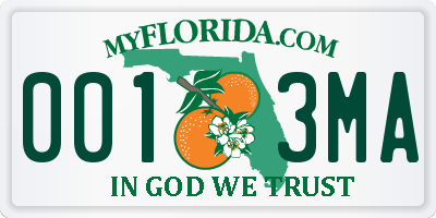 FL license plate 0013MA