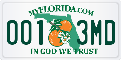 FL license plate 0013MD