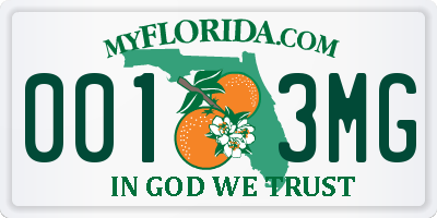 FL license plate 0013MG