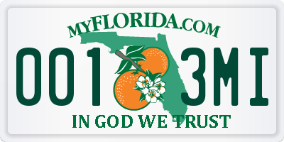 FL license plate 0013MI