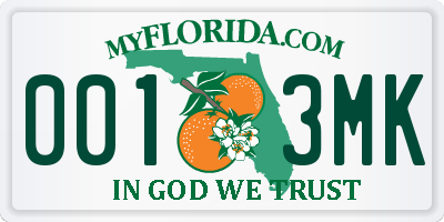 FL license plate 0013MK