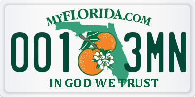 FL license plate 0013MN