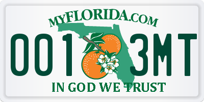 FL license plate 0013MT