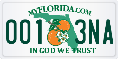 FL license plate 0013NA