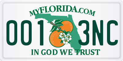 FL license plate 0013NC