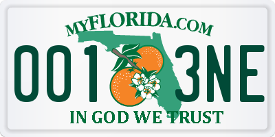 FL license plate 0013NE