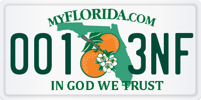 FL license plate 0013NF