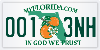 FL license plate 0013NH