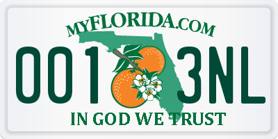 FL license plate 0013NL