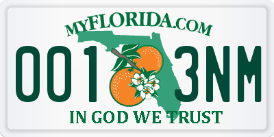 FL license plate 0013NM