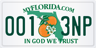 FL license plate 0013NP