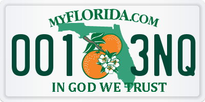 FL license plate 0013NQ