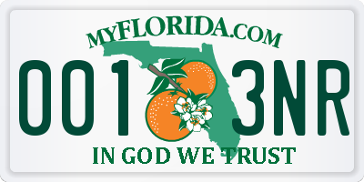 FL license plate 0013NR