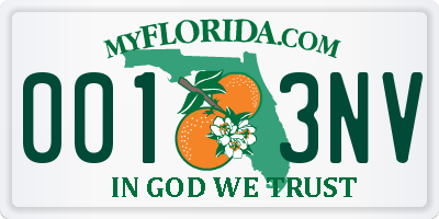 FL license plate 0013NV