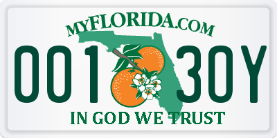 FL license plate 0013OY