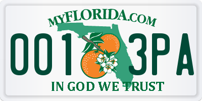 FL license plate 0013PA