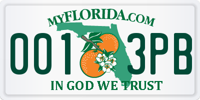 FL license plate 0013PB