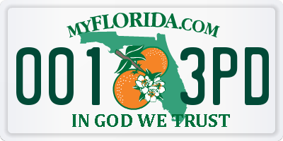 FL license plate 0013PD