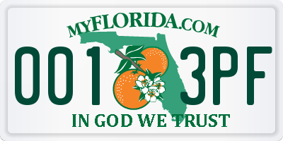 FL license plate 0013PF