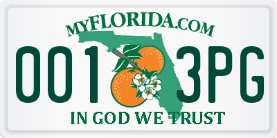 FL license plate 0013PG