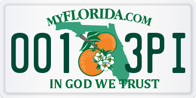 FL license plate 0013PI