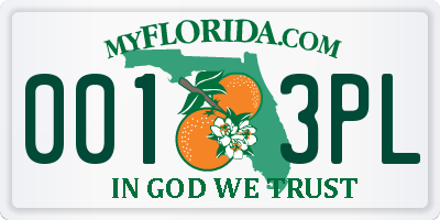 FL license plate 0013PL