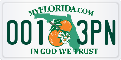 FL license plate 0013PN