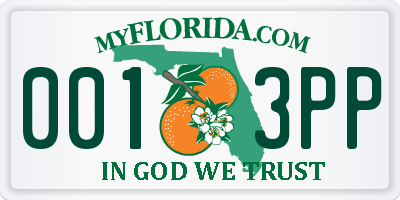 FL license plate 0013PP