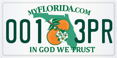 FL license plate 0013PR