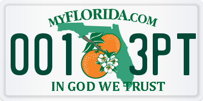 FL license plate 0013PT