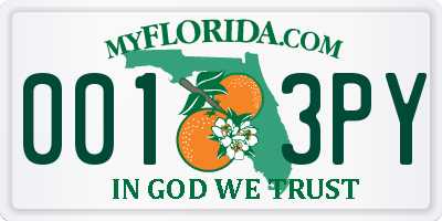 FL license plate 0013PY