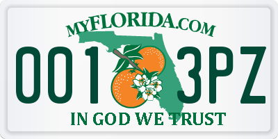 FL license plate 0013PZ