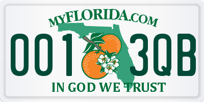 FL license plate 0013QB