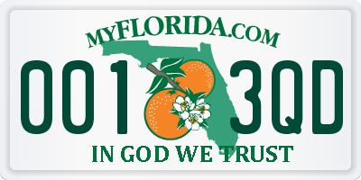 FL license plate 0013QD