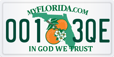 FL license plate 0013QE