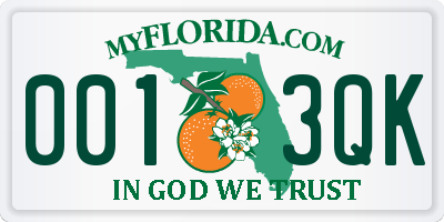 FL license plate 0013QK