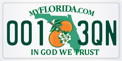 FL license plate 0013QN