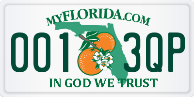 FL license plate 0013QP