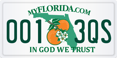 FL license plate 0013QS