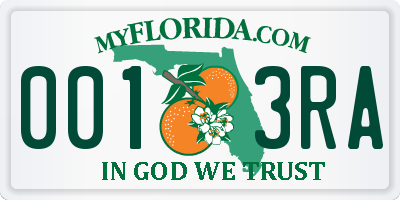 FL license plate 0013RA